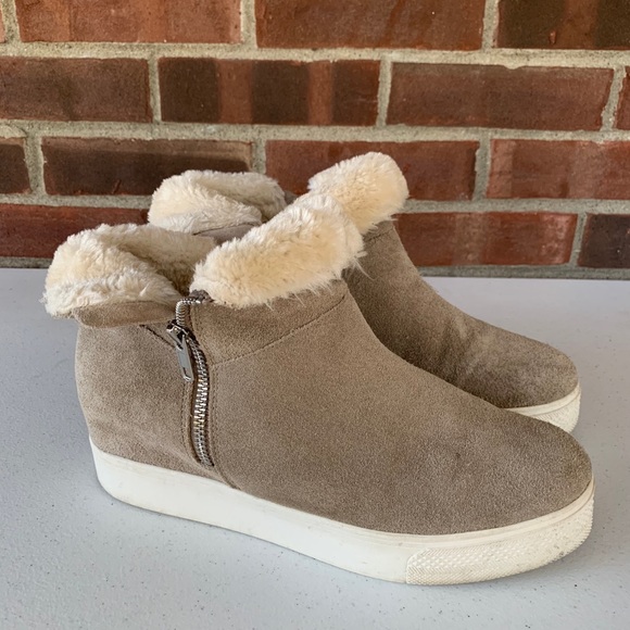 Steve Madden Grey Suede Faux Fur Lined 
